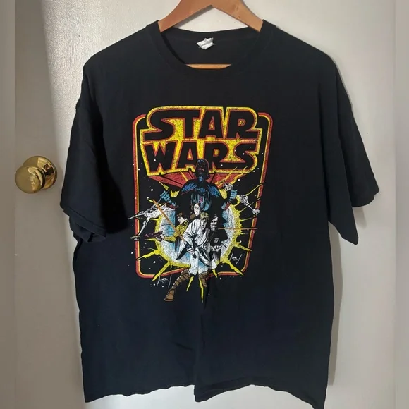 STAR WARS Big & Tall Han Baseball Card Men's Tops Short Sleeve Tee Shirt, Black, X-Large